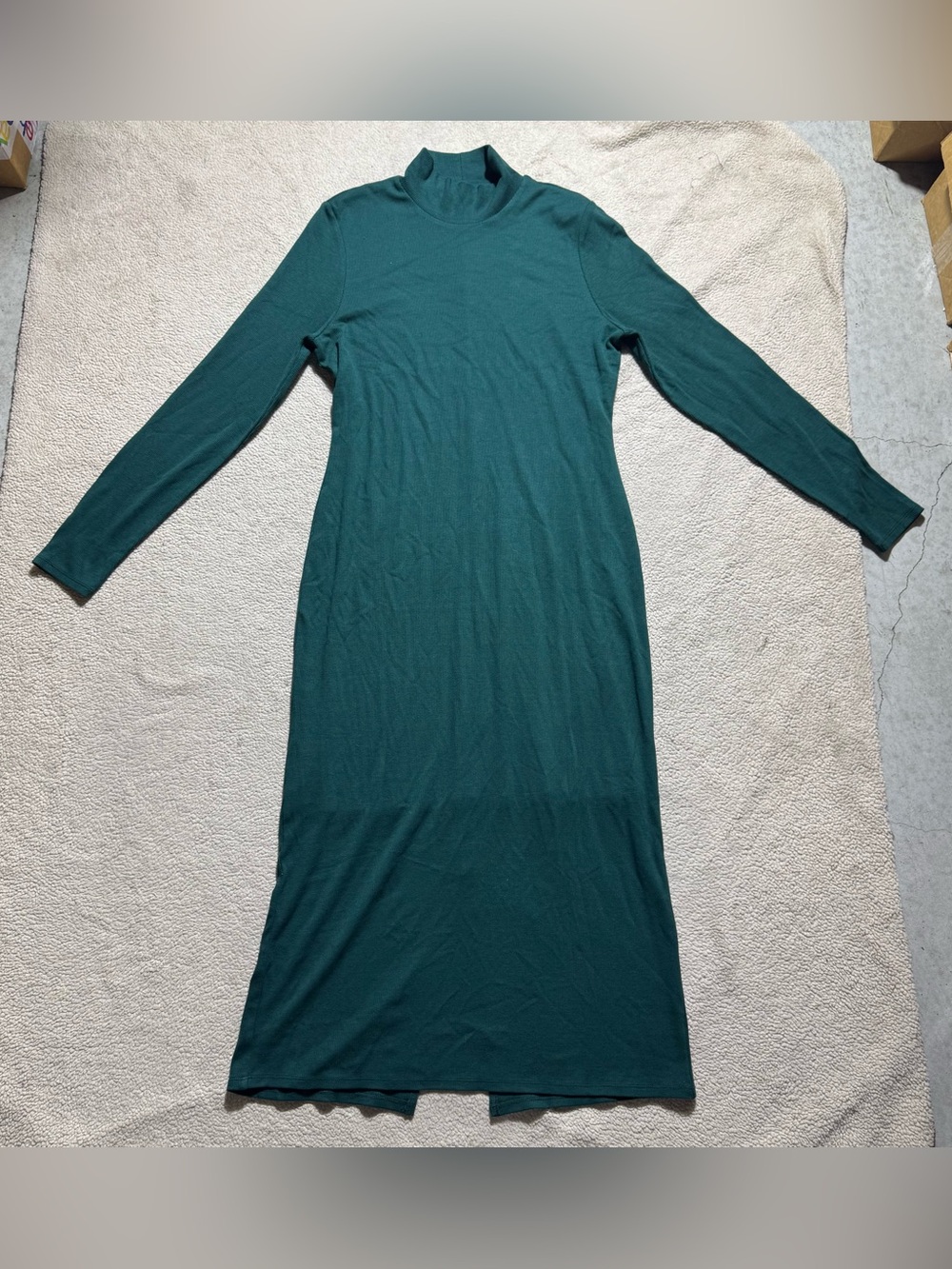 Marine Layer Dress Womens XL Sweater Ribbed Long Sleeve Turtleneck Stretch Green